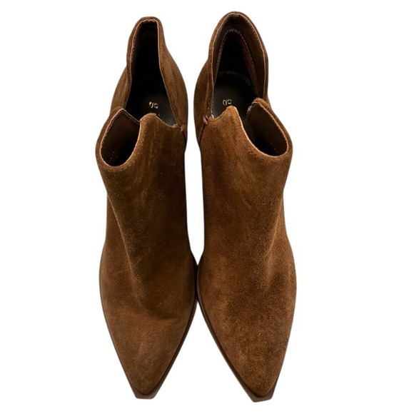 Gianni Bini Brown Suede Pointed Toe Block Heel Ankle Boots Women Size 9 - Picture 2 of 9